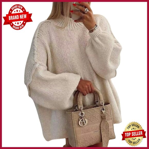 Sweaters - Oversized Chunky Knit Sweater, Fuzzy Pullover, Fall Tops